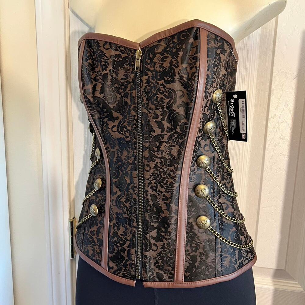 Steampunk corset with gold buttons Costume Spirit Halloween WELL-MADE